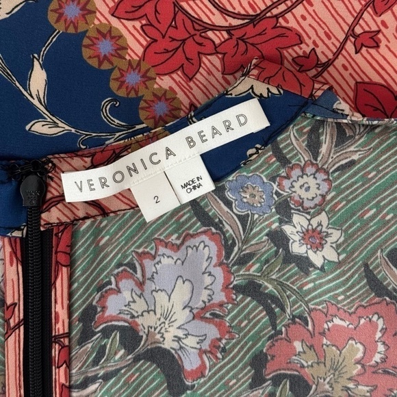 NWOT Veronica Beard Midi Silk-Blend Ruched Floral Mary Long-Sleeve Dress - Picture 7 of 8